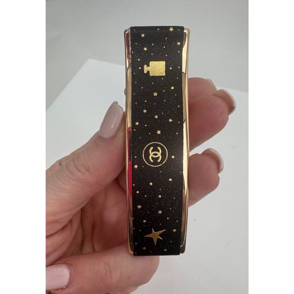 Women\'s Chanel Black & Gold Logo Star Print Hair Barrette Clip main image 5